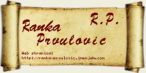 Ranka Prvulović vizit kartica